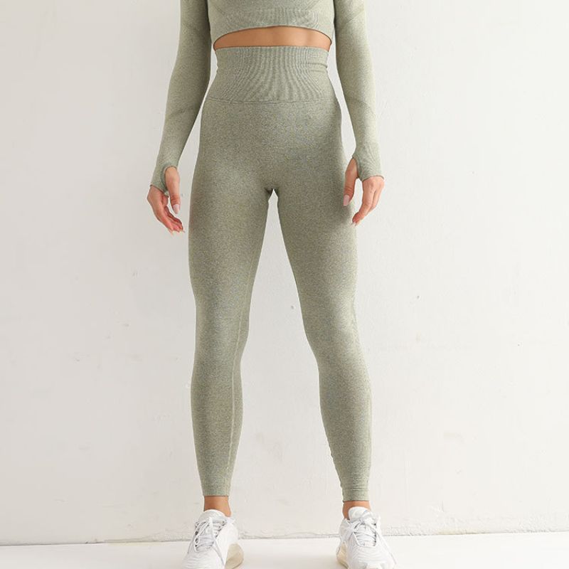 Tights Greyish Green Højtaljede Med Scrunch Butt Line Large - ANIMA