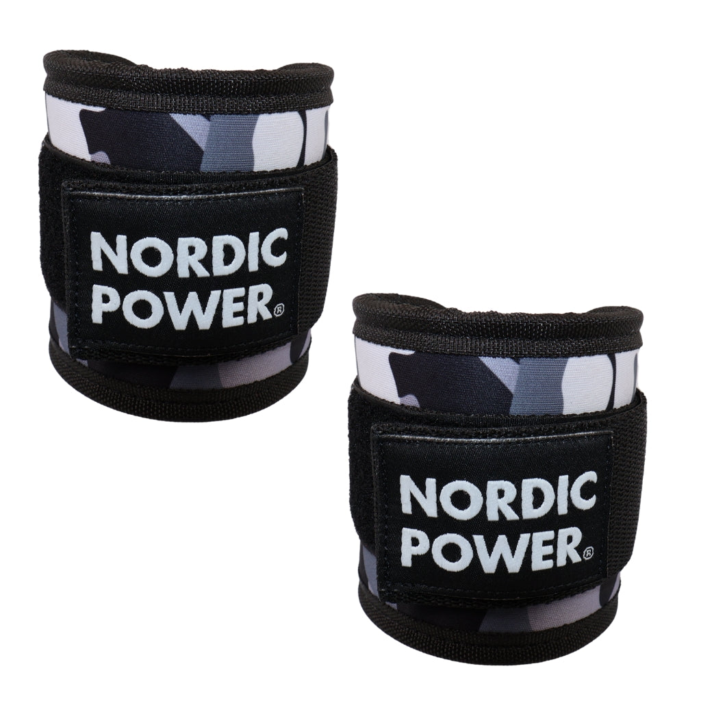 Ankelstropper i Grå Camo, med solide metalringe - NORDIC POWER