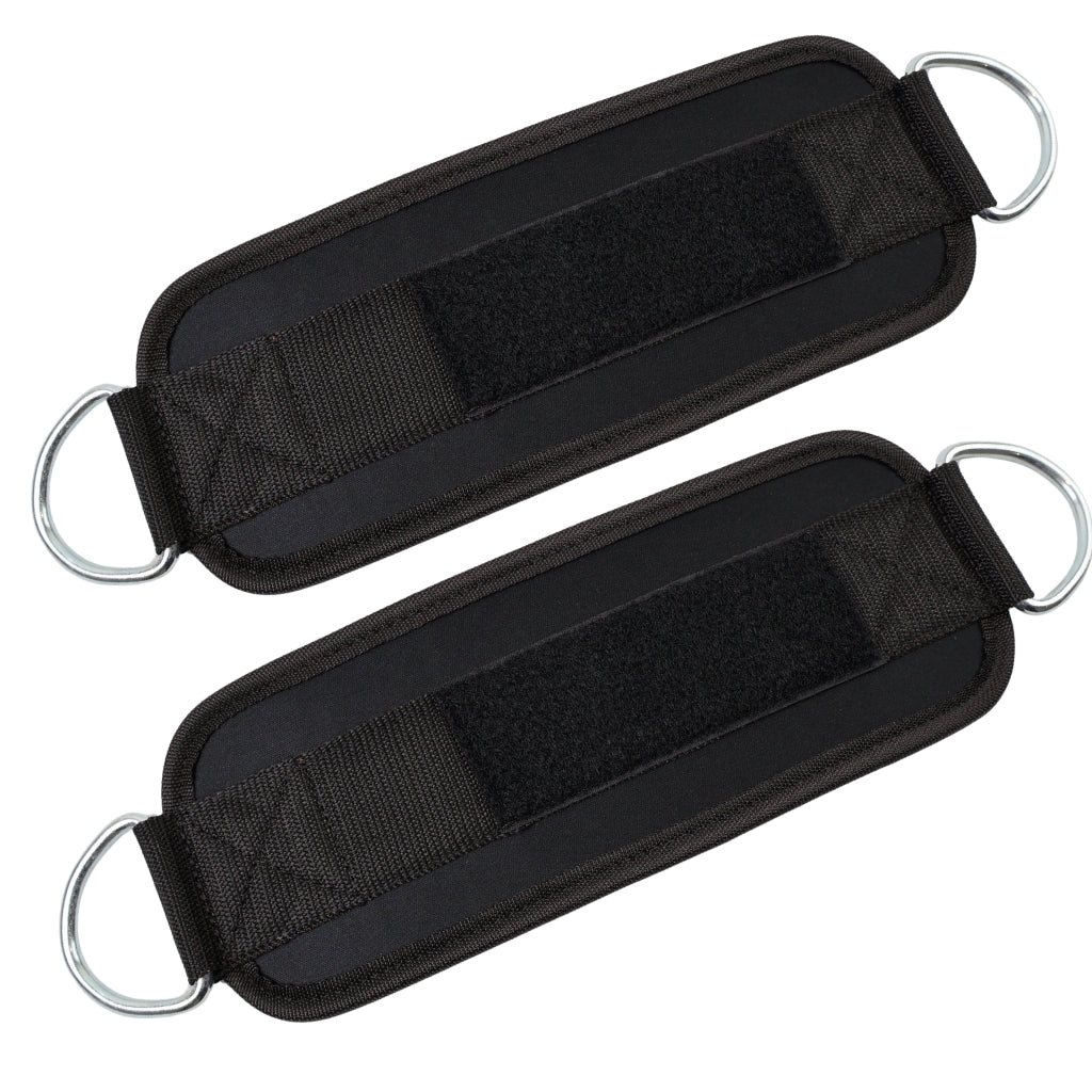 Ankelstropper sorte med fleece og solide metalringe - NORDIC POWER