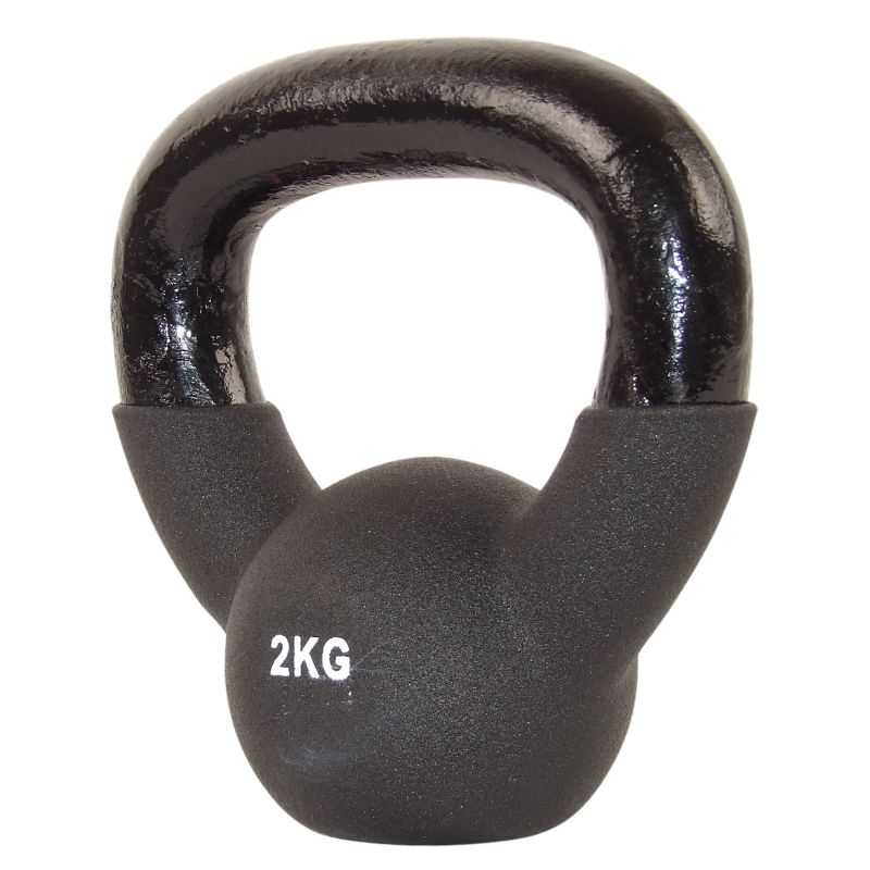 Kettlebell 2 Kg. Sort Støbejern og Neopren - NORDIC POWER