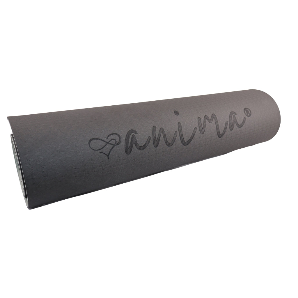 TPE Yogamåtte Sort / Grå 6 mm - ANIMA