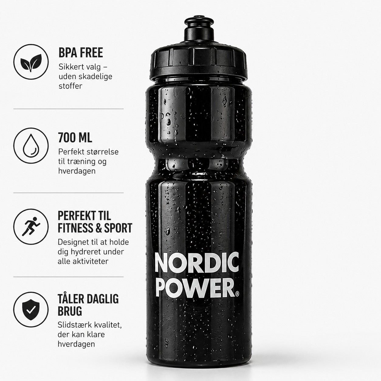 Drikkedunk Sort, 700 ml - NORDIC POWER