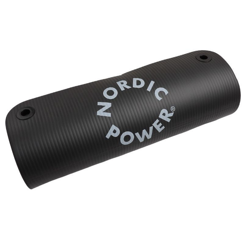 2 Stk. Træningsmåtter Sort 1.5 cm Tyk. Med bærestrop NORDIC POWER