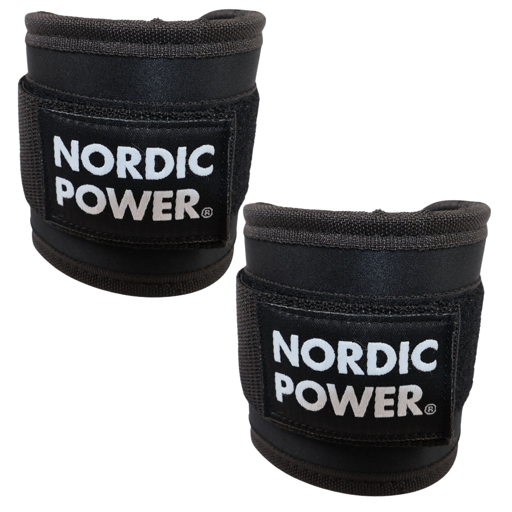 Ankelstropper sorte med fleece og solide metalringe - NORDIC POWER
