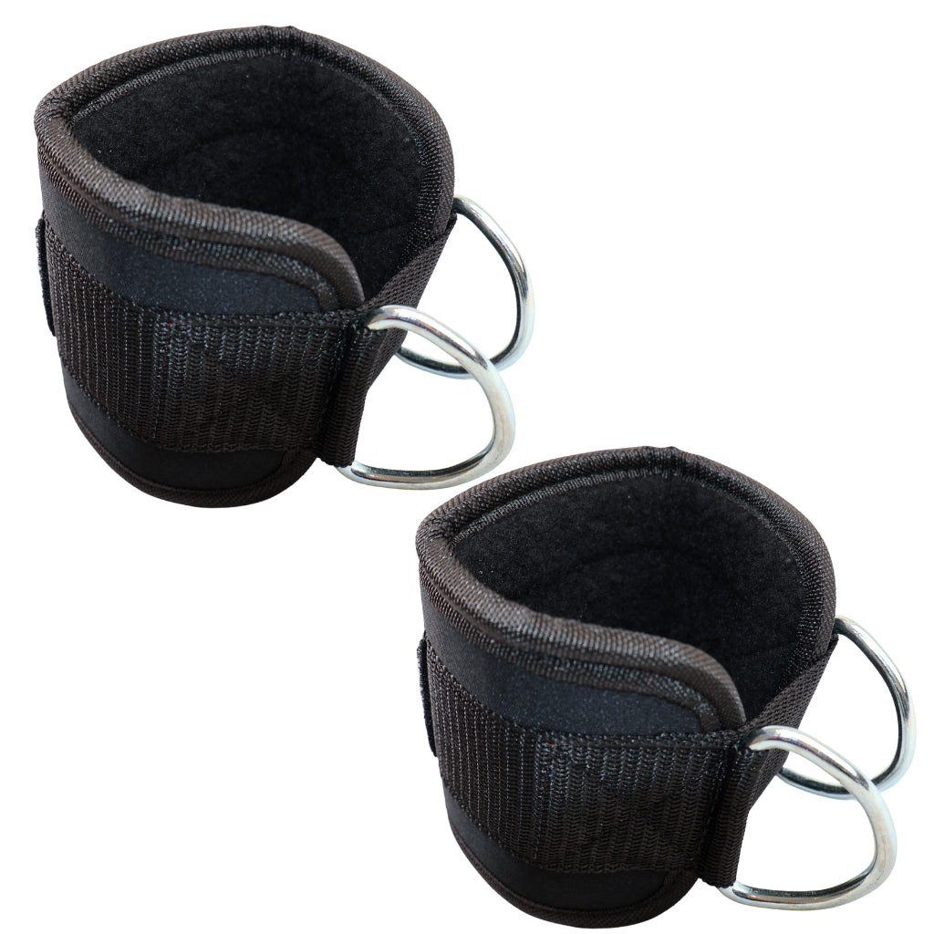 Ankelstropper sorte med fleece og solide metalringe - NORDIC POWER