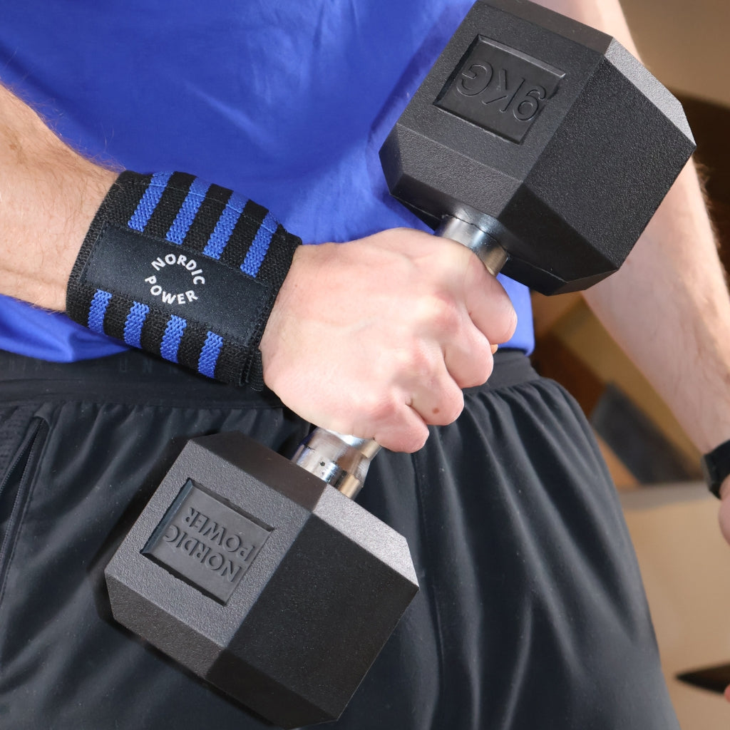 Håndledsstøtte, Wrist Wrap Blå / Sort 2 Stk - NORDIC POWER - TILBUD