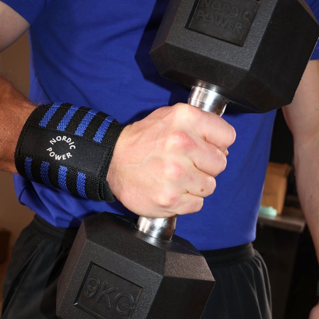Håndledsstøtte, Wrist Wrap Blå / Sort 2 Stk - NORDIC POWER - TILBUD