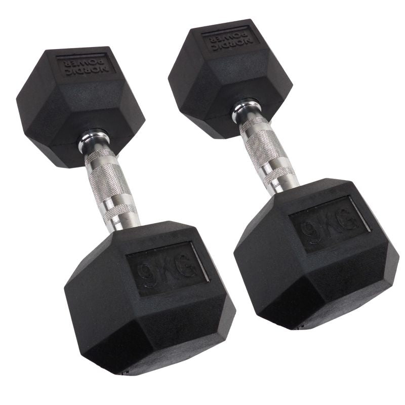 2 x 9 kg. Hexagon Håndvægte - NORDIC POWER - Skarp pris