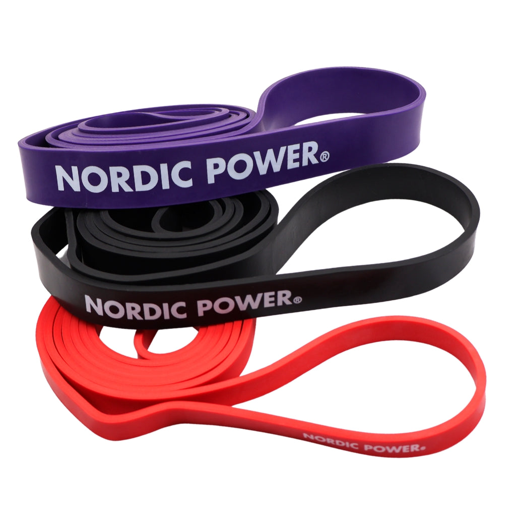 Strength Band 3 Pk. Rød, Sort, Lilla i Latex - NORDIC POWER