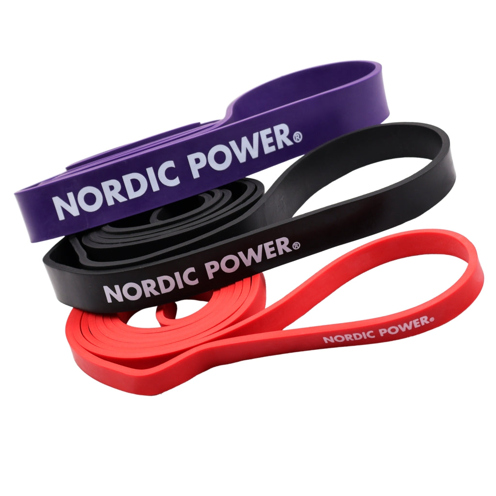 Strength Band 3 Pk. Rød, Sort, Lilla i Latex - NORDIC POWER