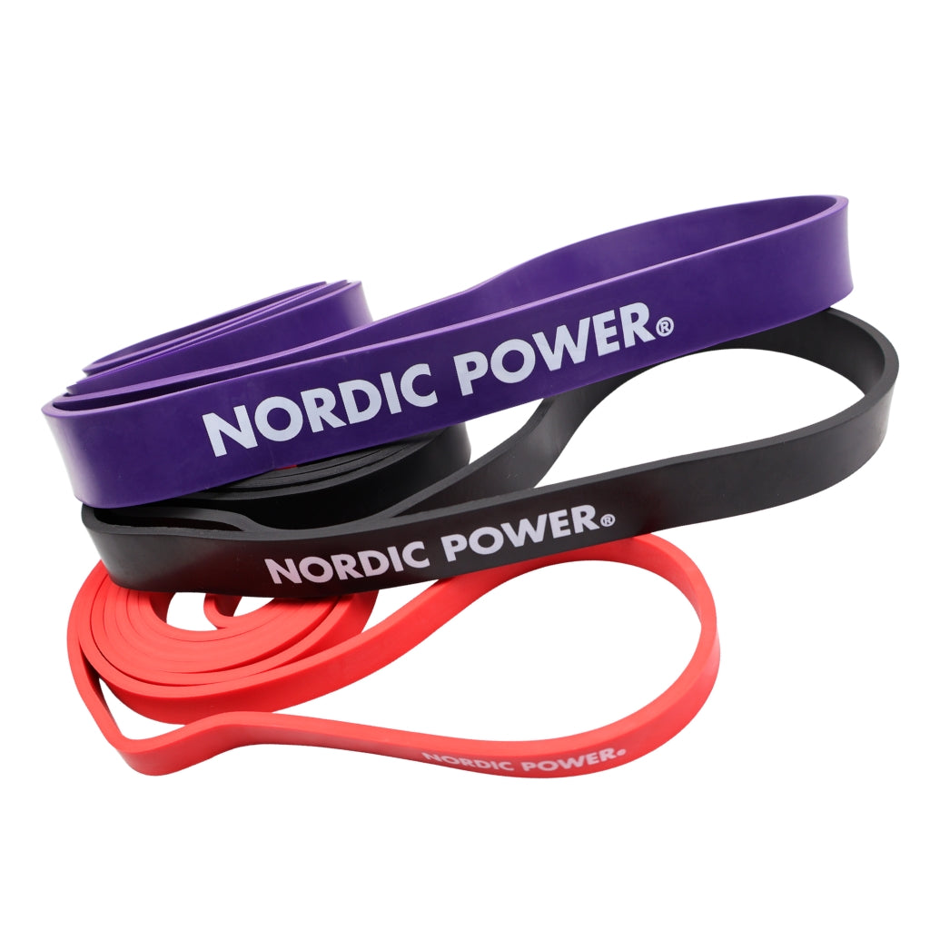 Strength Band 3 Pk. Rød, Sort, Lilla i Latex - NORDIC POWER