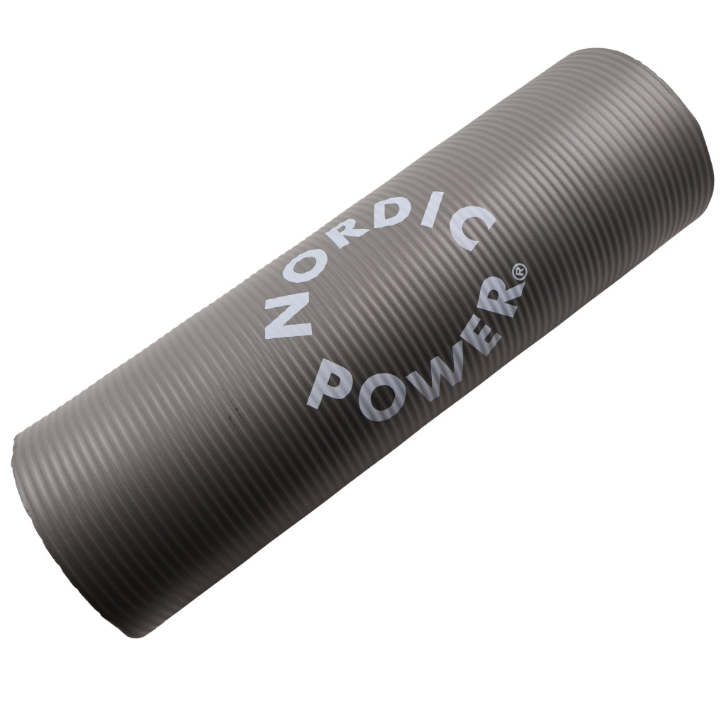 Træningsmåtte Grå 1.5 cm Tyk, med pose - NORDIC POWER