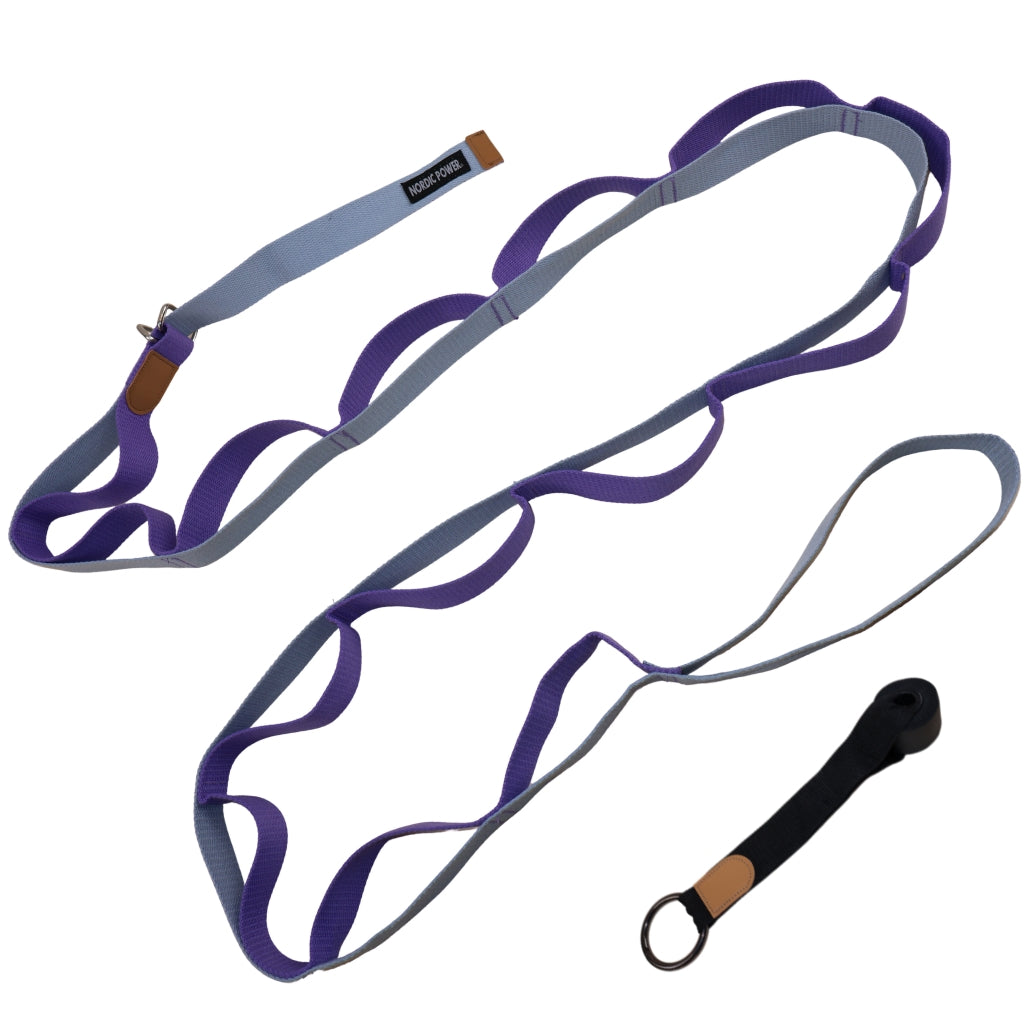 Yoga Stretching Strap, lilla og grå - NORDIC POWER