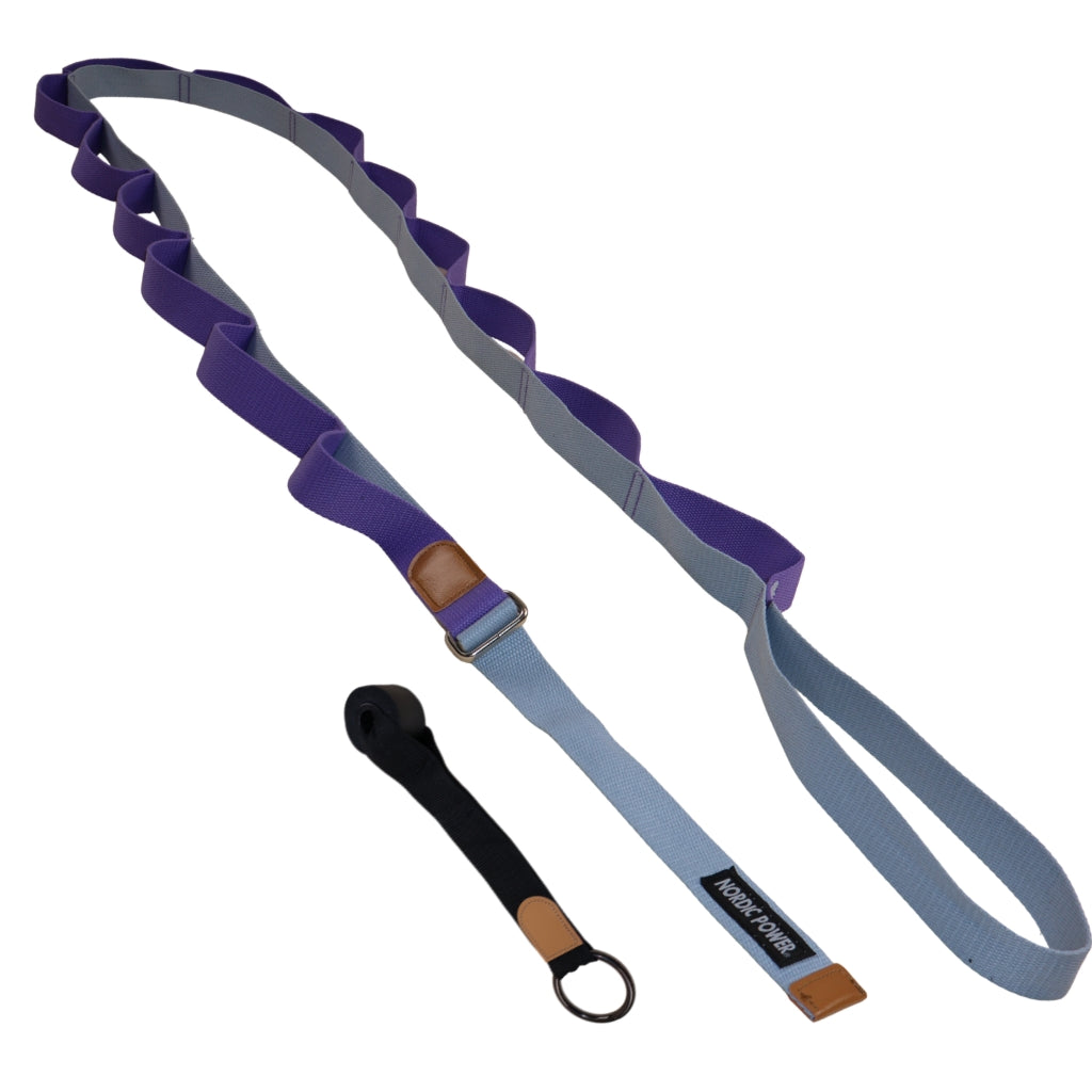 Yoga Stretching Strap, lilla og grå - NORDIC POWER